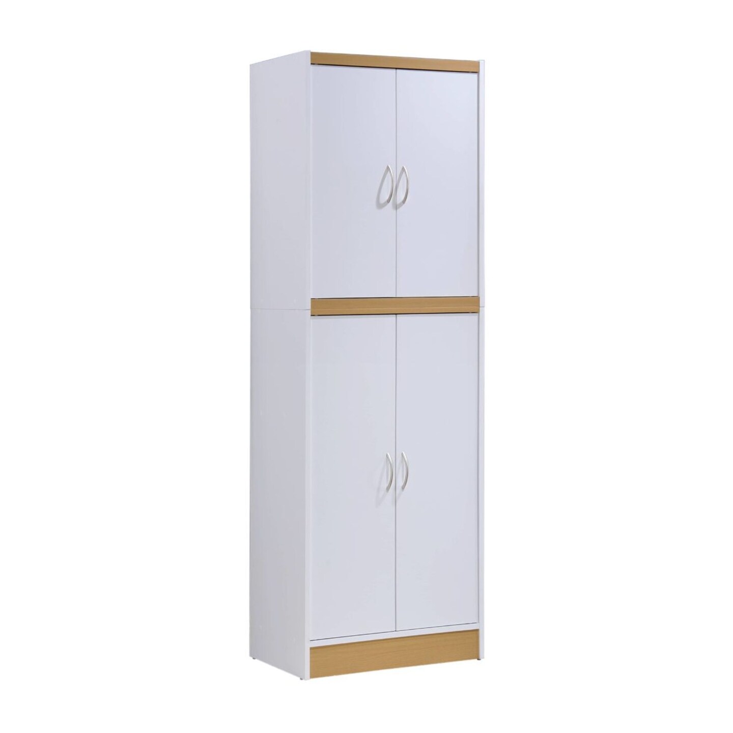 Contemporary Home Living 71.5" White Kitchen Pantry with Shelves and Compartments
