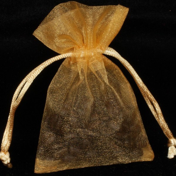 The Ribbon People Club Pack of 144 Gold Solid Organza Gift Bags 3" x 4"