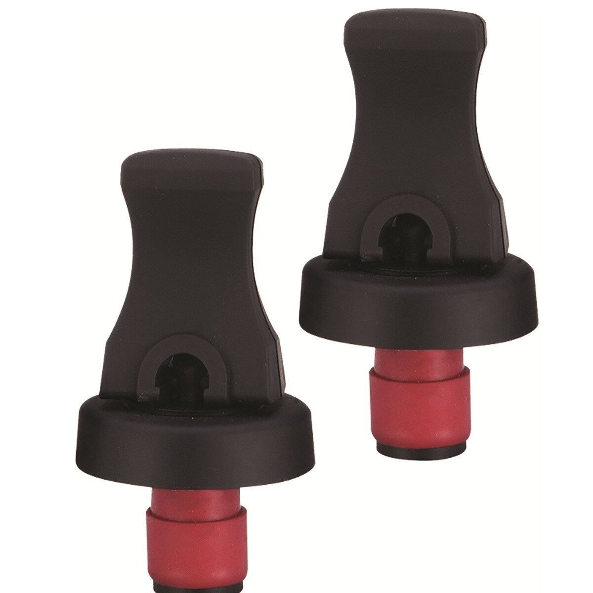 GC Home &#x26; Garden Set of 2 Black and Red Plastic Wine Bottle Stoppers 6.75&#x22;