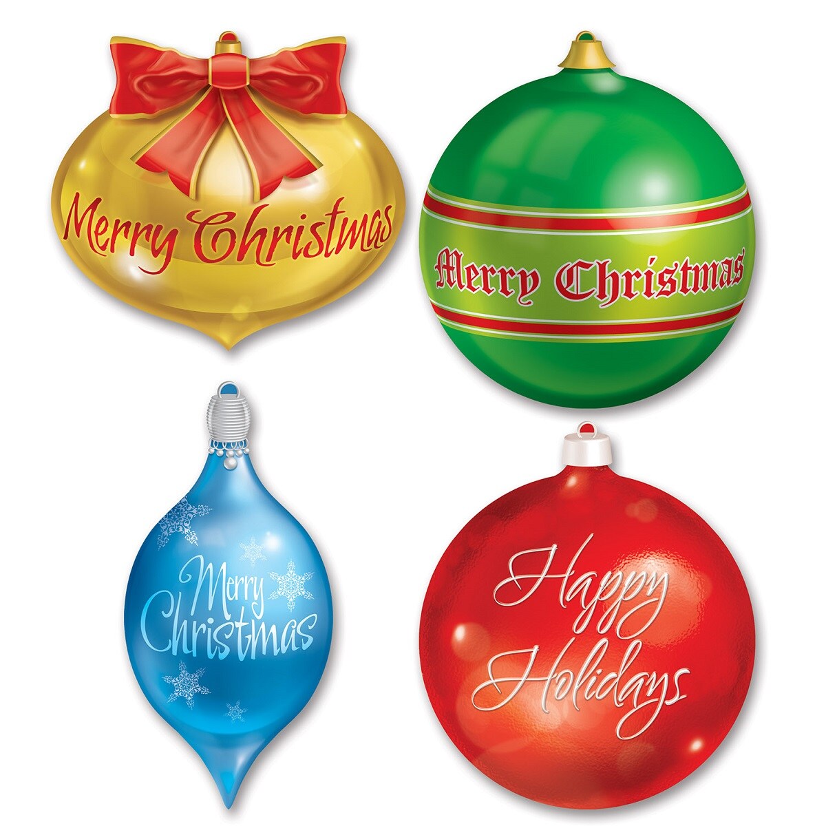 Beistle Pack of 12 Double Sided Christmas Ornaments Cutout Decorations 1.15&#x27;- 1.25&#x27;