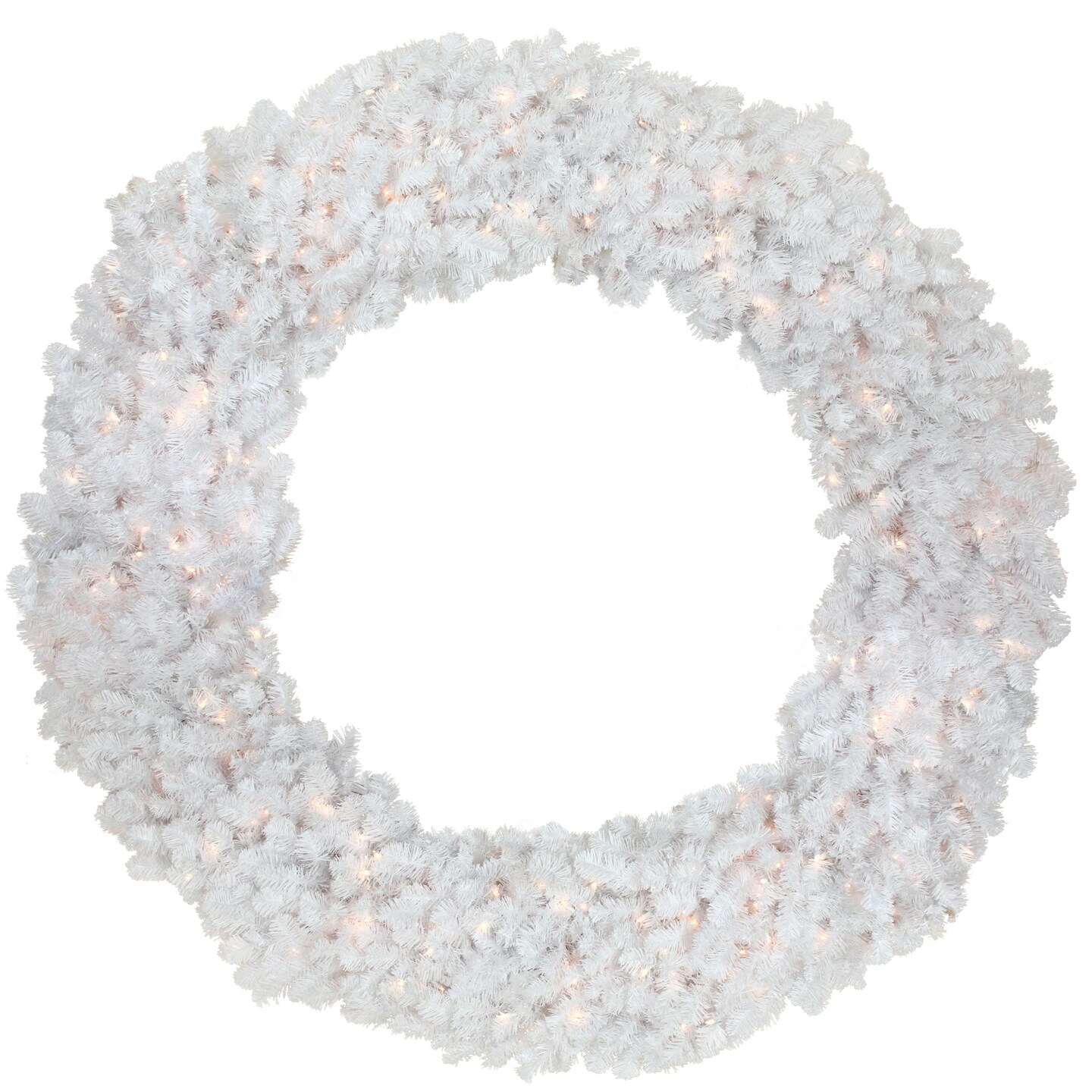 Northlight Pre-Lit White Commercial Snow White Pine Artificial Christmas Wreath - 6-Foot, Clear Lights