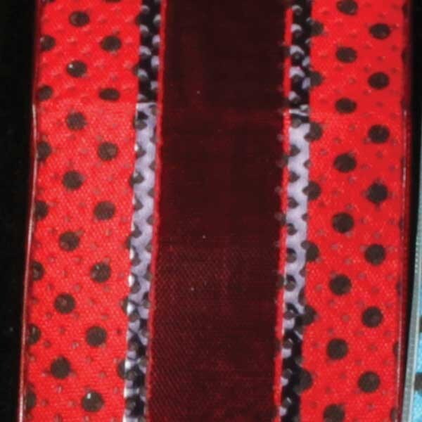 The Ribbon People Red and Black Polka Dots Wired Craft Ribbon 1.5" x 40 Yards