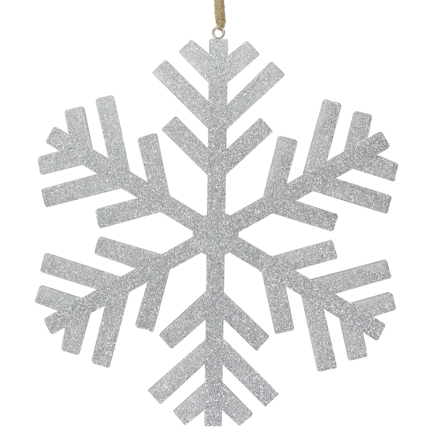 Northlight Glitter Drenched Wooden Snowflake Christmas Ornament - 11.75" - Silver Tone
