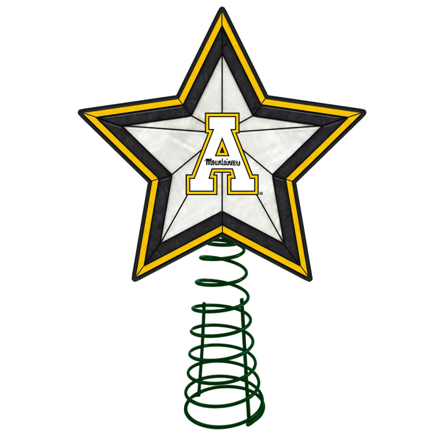 The Memory Company 10&#x22; Lighted Yellow and White Star NCAA Appalachian State Mountaineers Christmas Tree Topper
