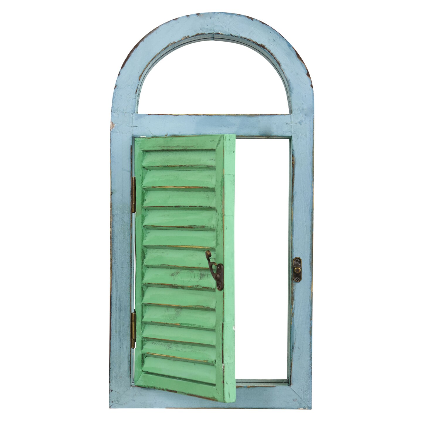 Nearly Natural 17&#x22; Decorative Wooden Window Shutter with Wall Mirror