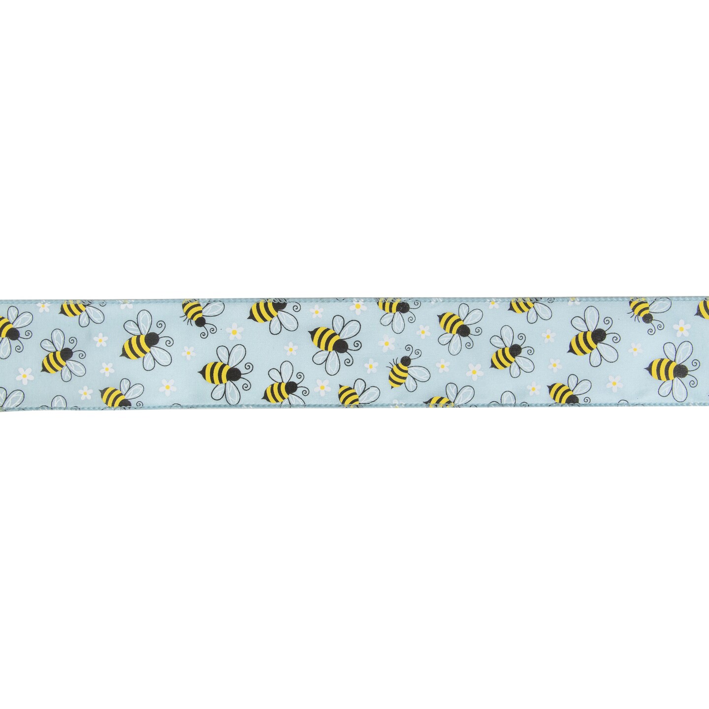 Northlight Blue Bumblebee Design Wired Spring Craft Ribbon 2.5&#x22; x 10 Yards