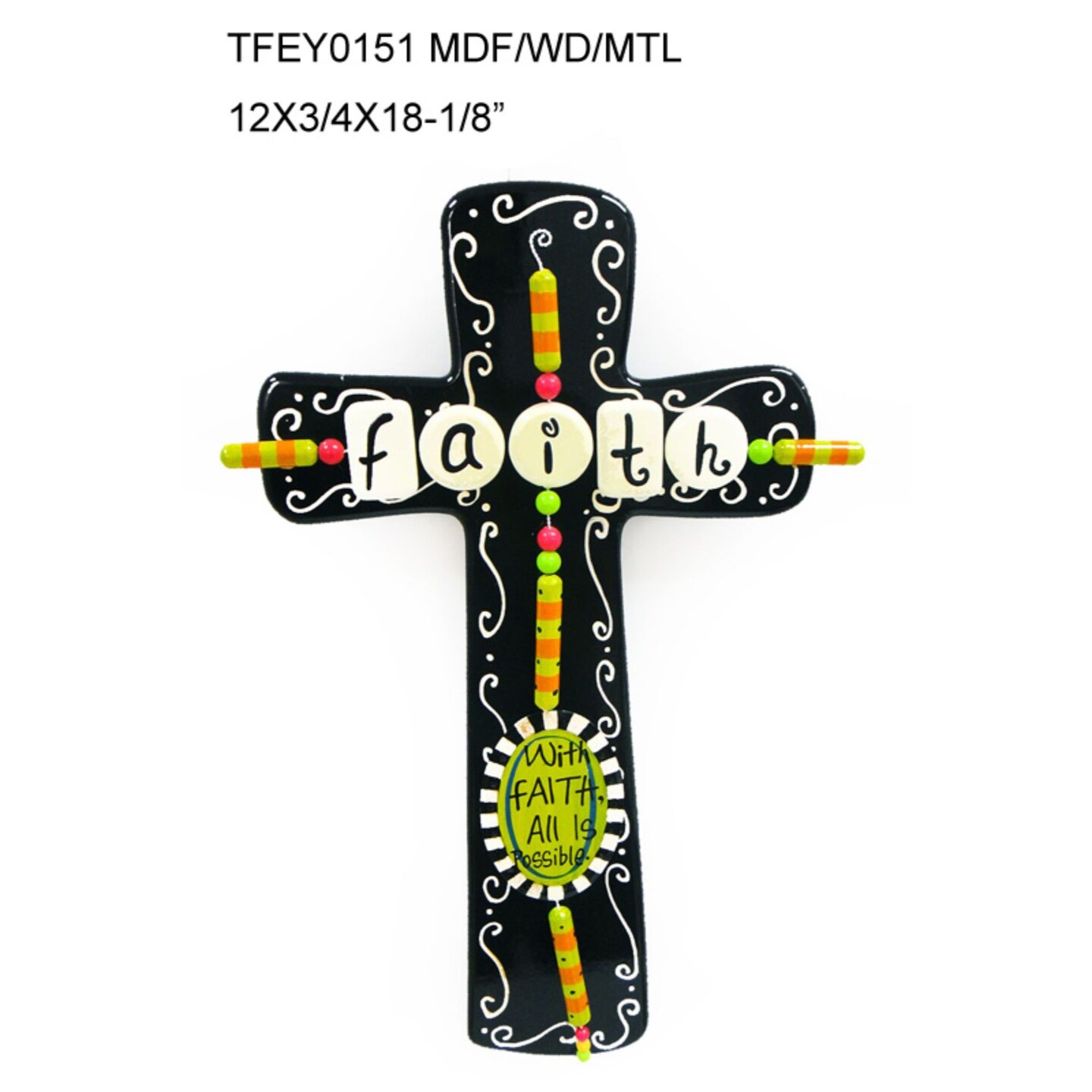 Contemporary Home Living 18" Black and White "Faith" Decorative Wall Hanging Cross