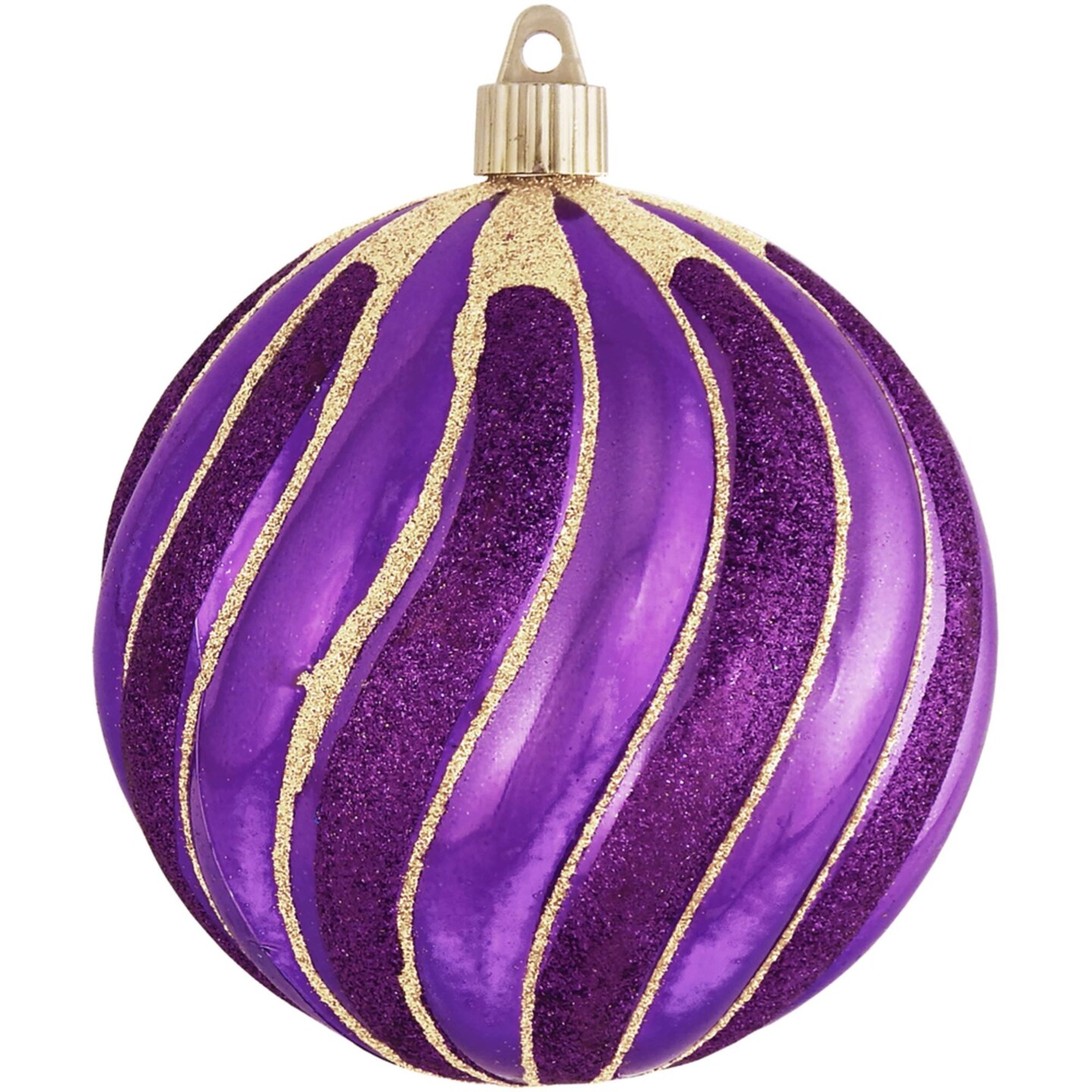 Christmas by Krebs 4ct Vivacious Purple Shatterproof Swirled Glitter Christmas Ball Ornaments 4.75&#x22; (120mm)