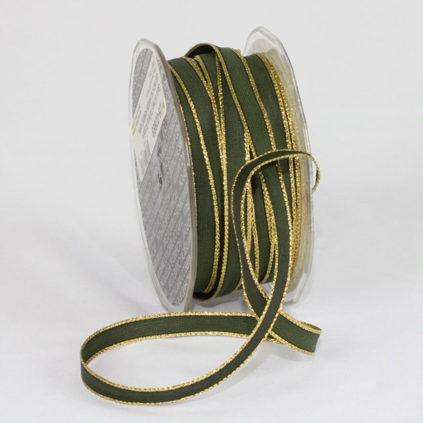 The Ribbon People Forest Green and Gold French Wired Craft Ribbon 0.25&#x22; x 108 Yards