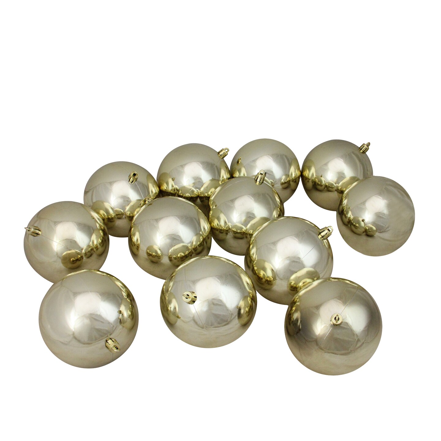 Northlight Shatterproof Shiny Christmas Ball Ornaments - 4&#x22; (100mm) - Champagne Gold - 12ct