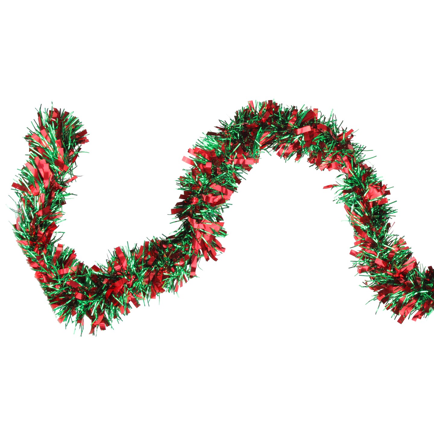 Northlight 50&#x27; x 4&#x22; Shiny Green and Red Wide Cut Tinsel Christmas Garland - Unlit