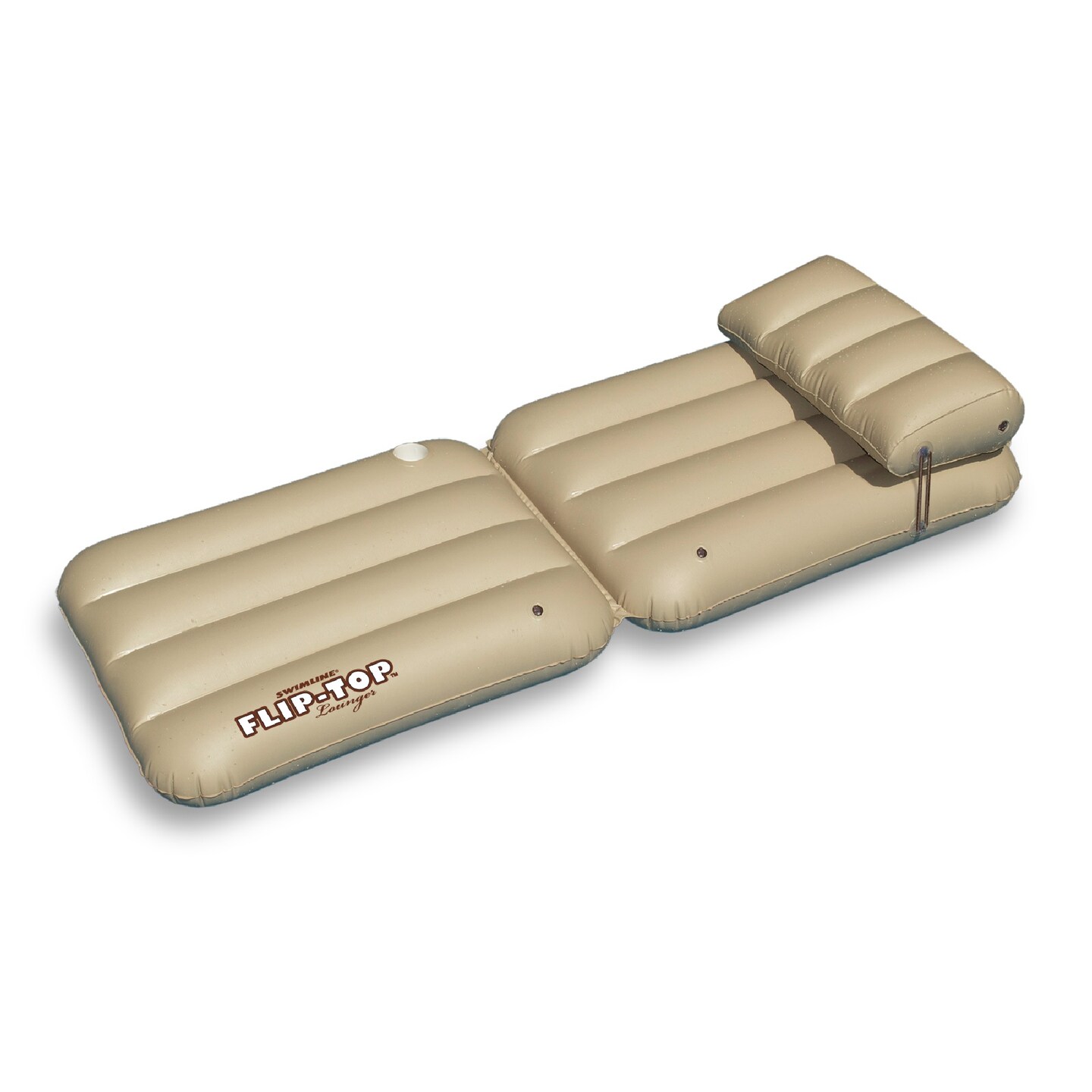 Swim Central 88&#x22; Inflatable Beige Adjustable Flip-Top Swimming Pool Lounger Raft