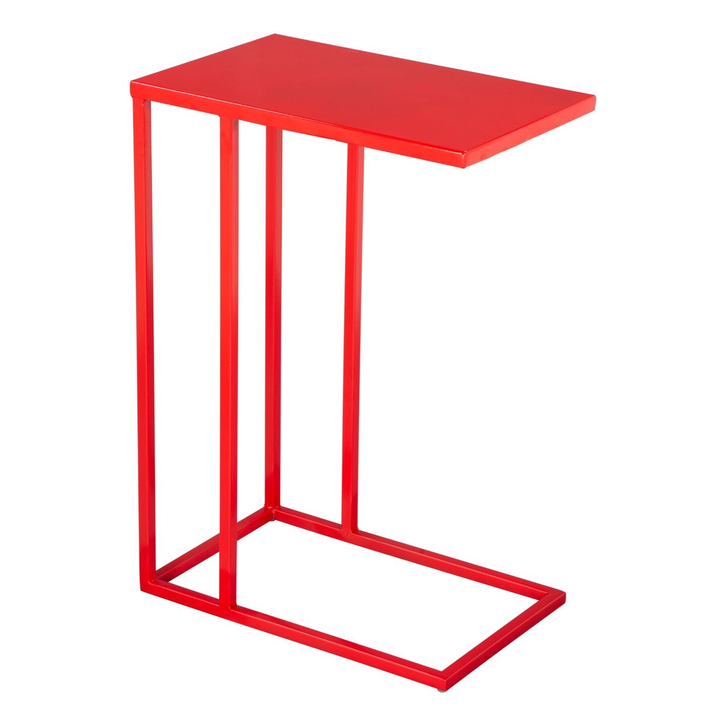 Modern Home 23.5&#x22; Red Industrial Style C shaped Rectangular Side Table
