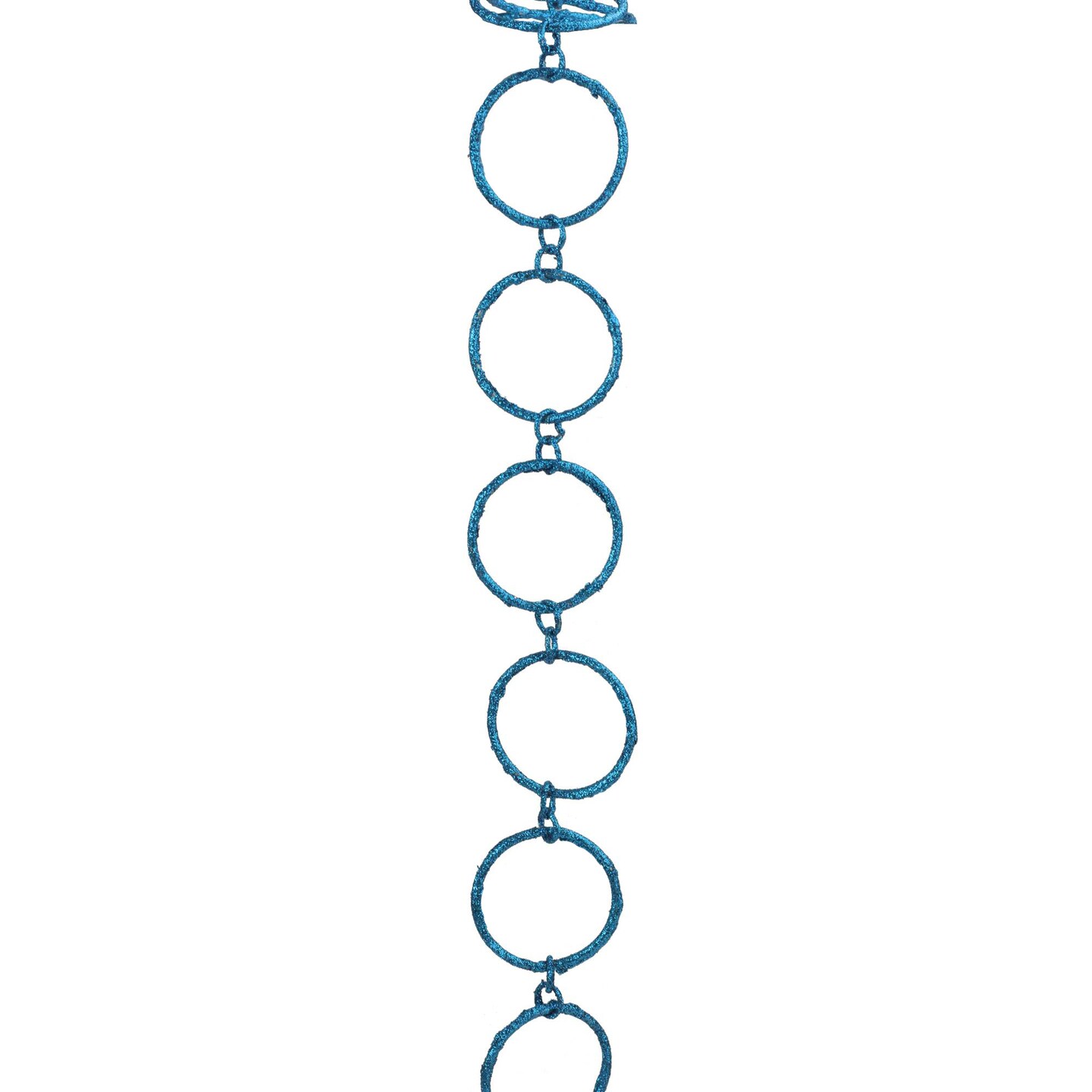 Allstate 5' x 1.75" Turquoise Peacock Blue Round Chain Christmas Garland - Unlit