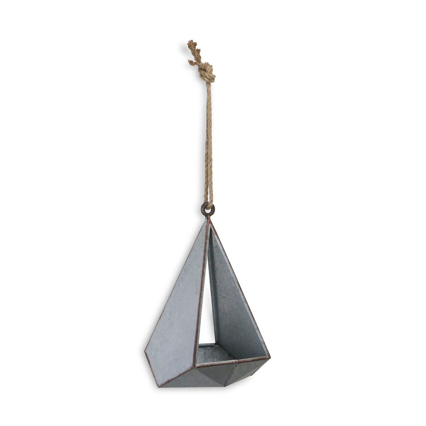 Contemporary Home Living 26.25" Gray Pyramid Hanging Planter with Rope