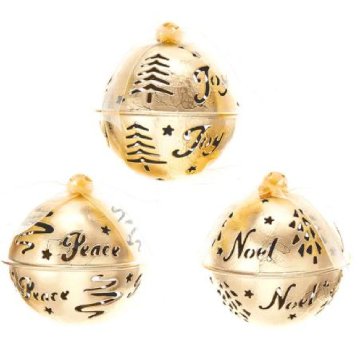 Kurt Adler 2&#x22; Gold Noel Vintage Style Jingle Bell Christmas Ornament