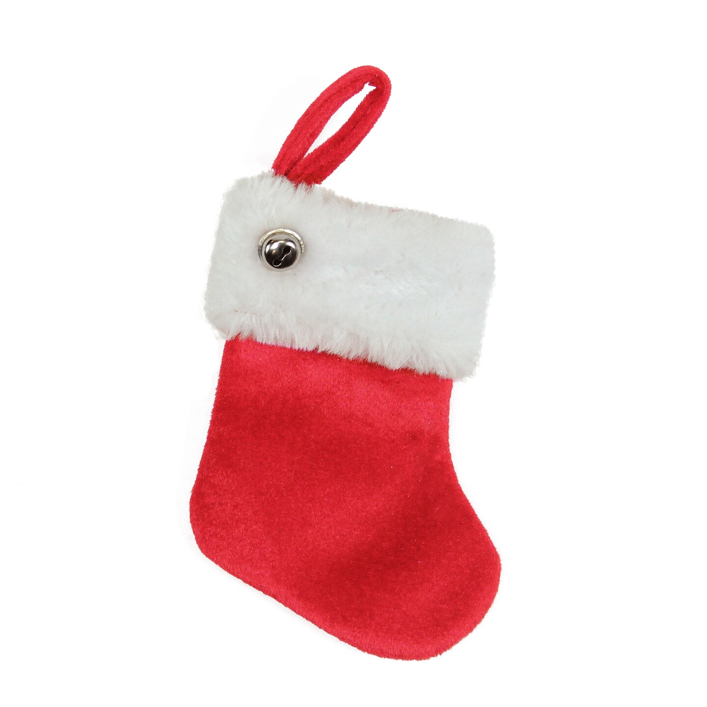 Northlight 6&#x22; Red Velvet Christmas Stocking with Cuff and Silver Bell Accent