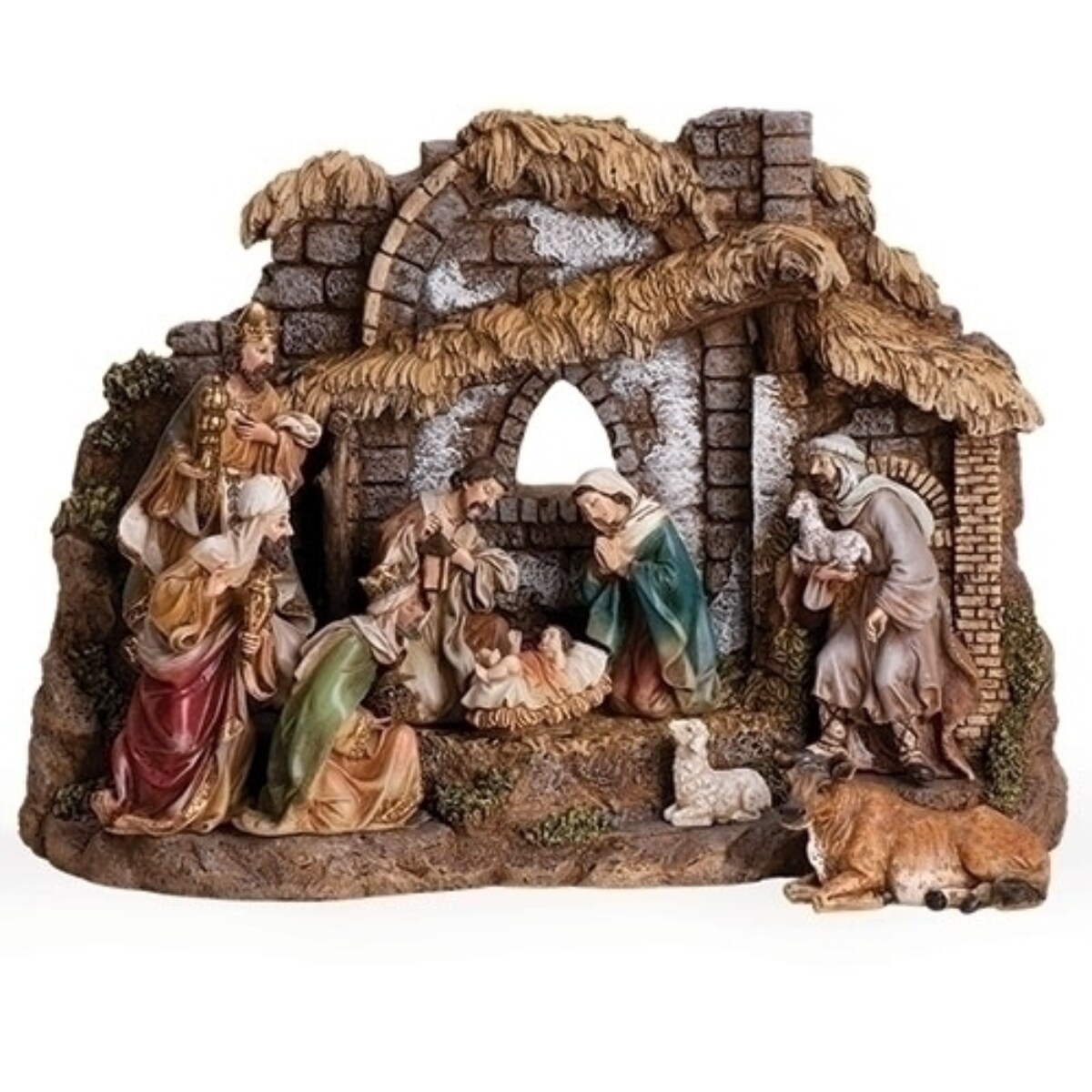Roman Set of 10 Nativity Scene Christmas Tabletop Figurines 16&#x22;