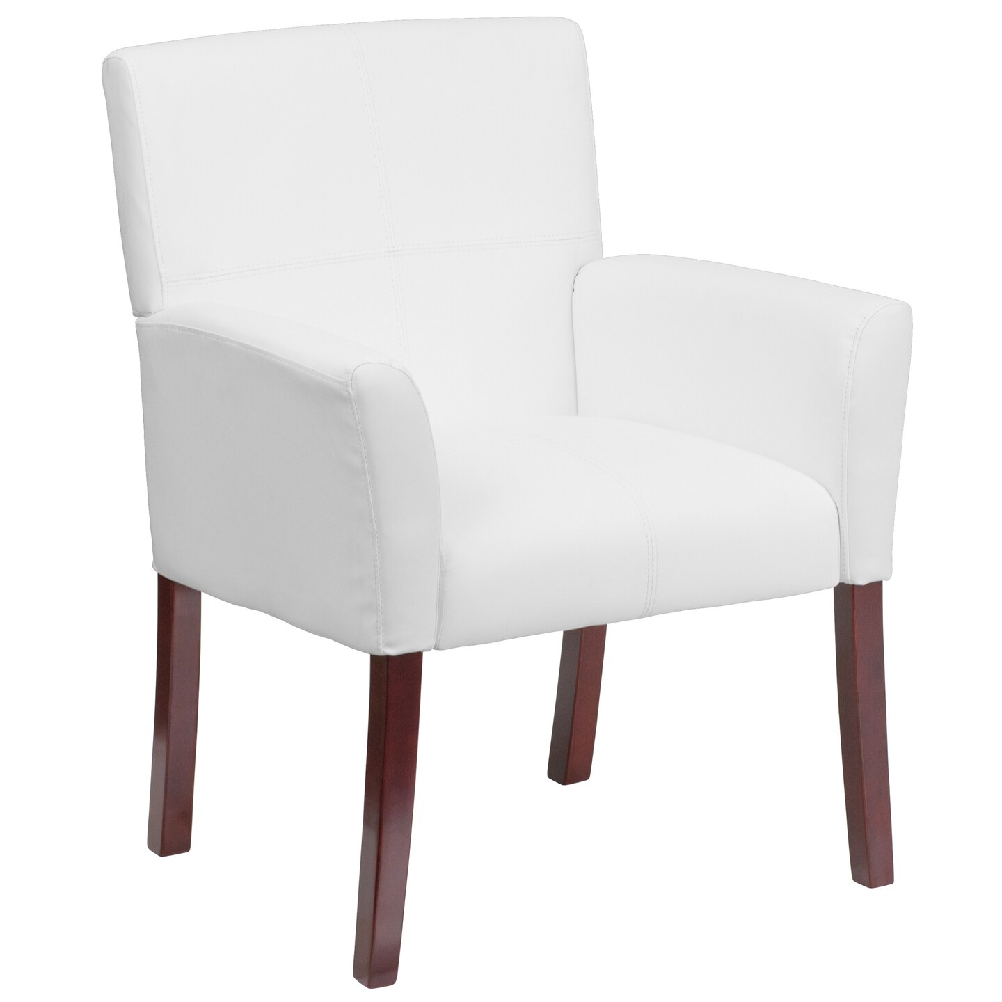 Flash Furniture 35.25&#x22; White and Mahogany Red Contemporary Executive Side Reception Chair