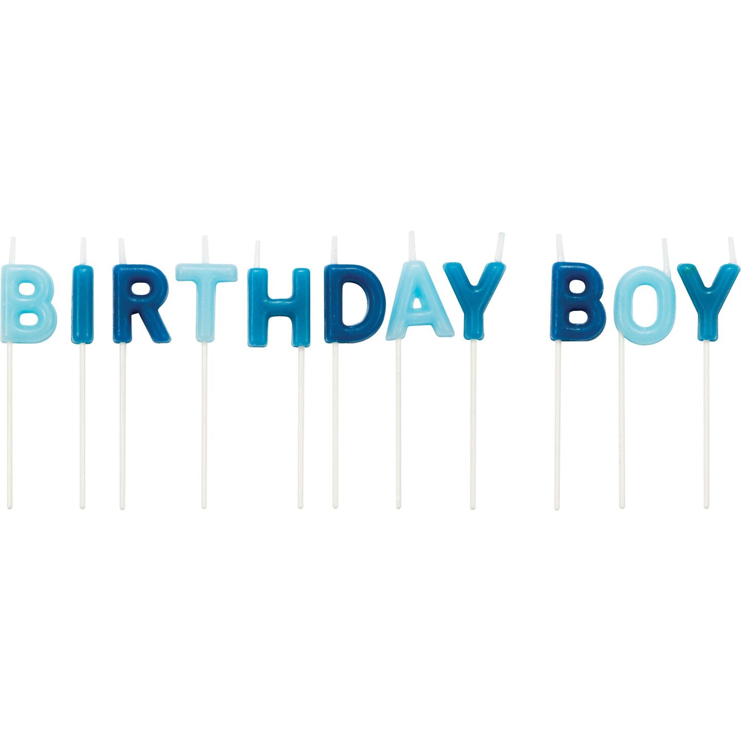 Party Central 132 Blue and White &#x22;BIRTHDAY BOY&#x22; Party Candles 2&#x22;