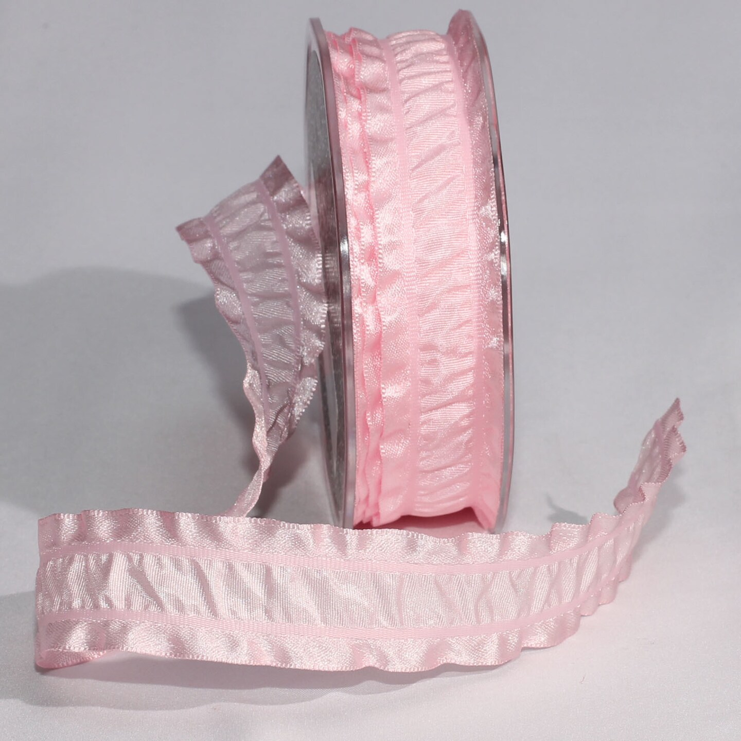 The Ribbon People Pink Woven Edge Ruffles Craft Ribbon 1&#x22; x 60 Yards