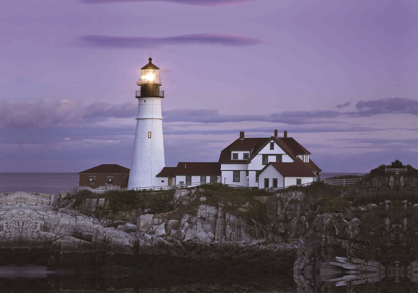 Northlight LED Lighted Coastal Lighthouse Home with Sunset Canvas Wall Art 15.75&#x22; x 23.5&#x22;