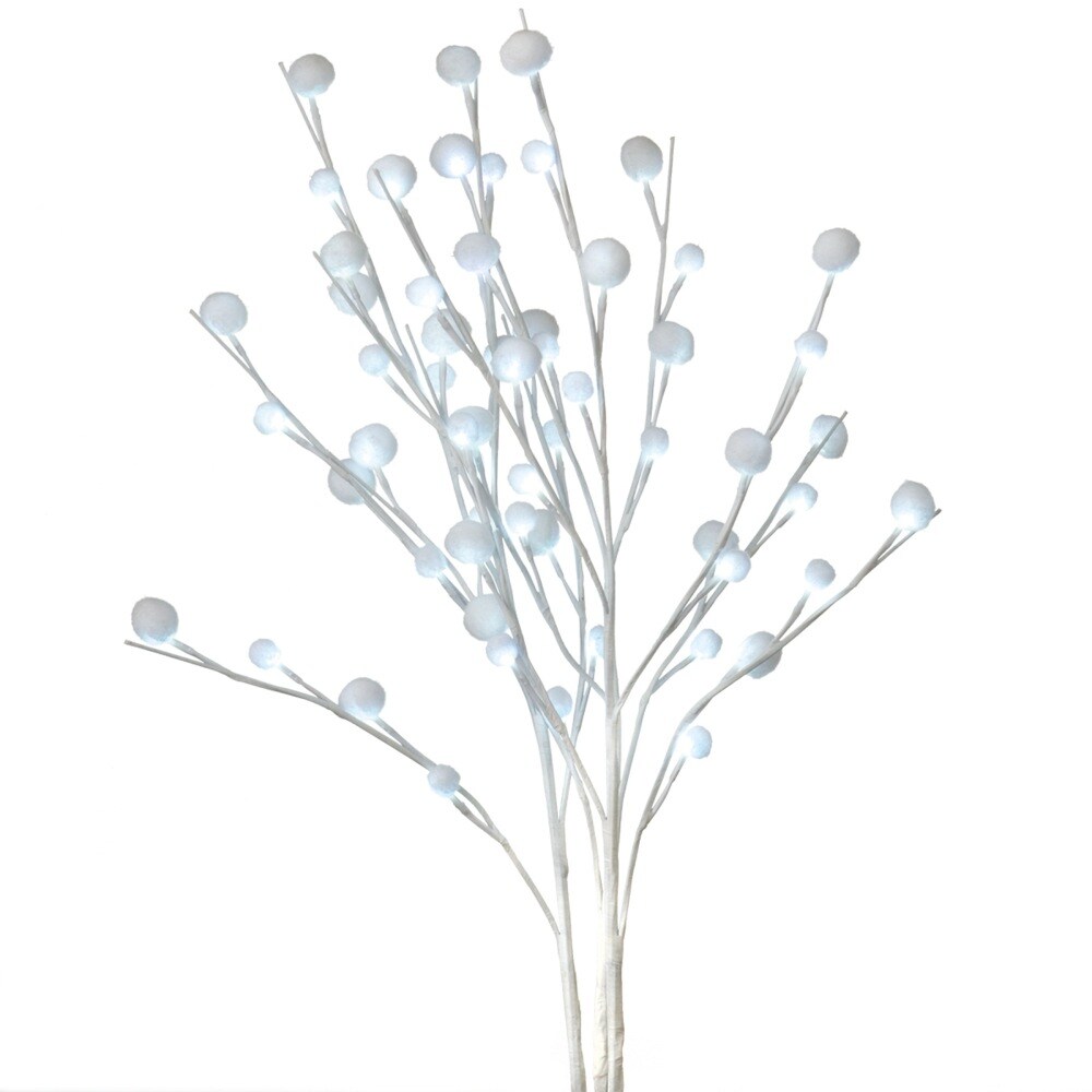 Midwest Set of 3 White LED Lighted Snowball Christmas Sprays 30"