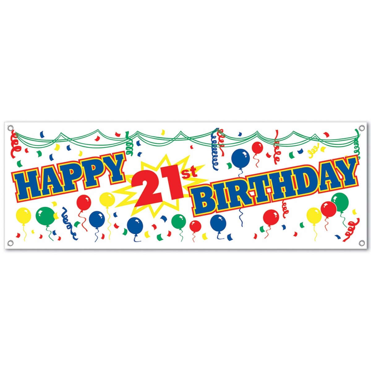 Beistle Club Pack of 12 Fun and Festive Happy 21st Birthday Sign Banner 60"