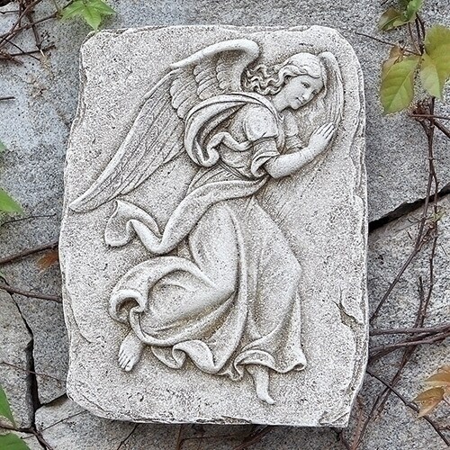 Roman 15&#x22; Gray Right Facing Angel Outdoor Garden Wall Plaque