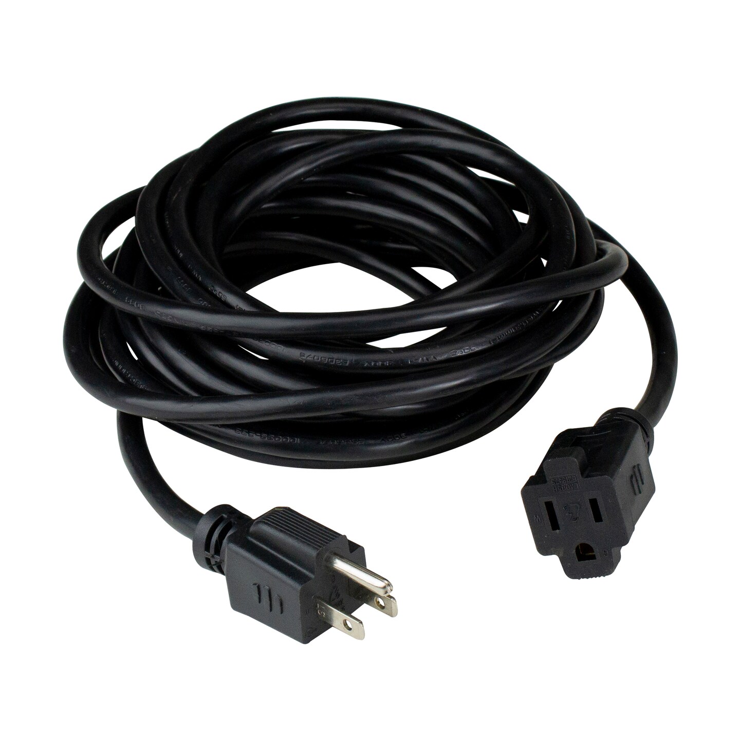 Northlight Three-Prong Outdoor Extension Power Cord with Single Outlet End Connector - 20' - Black