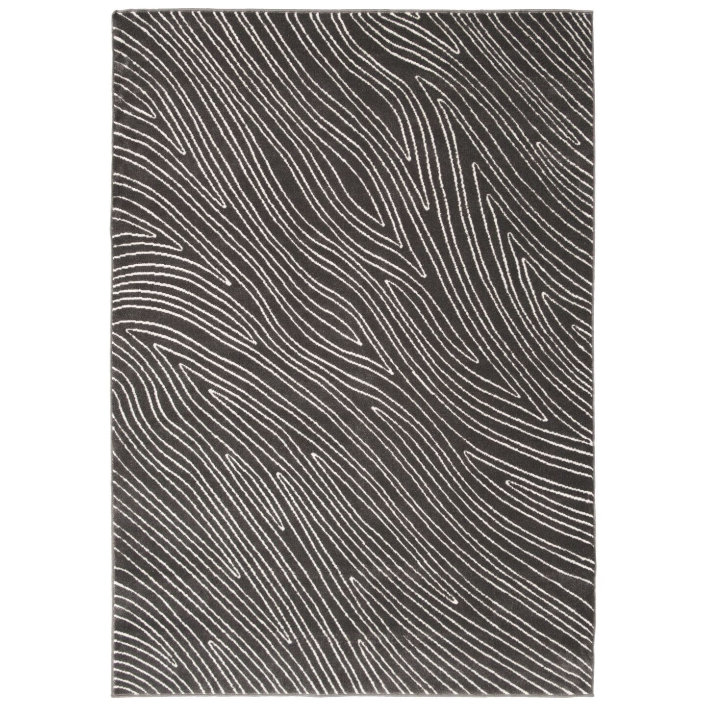 Chaudhary Living 4' x 5.5' Abstract Rectangular Area Throw Rug - Gray