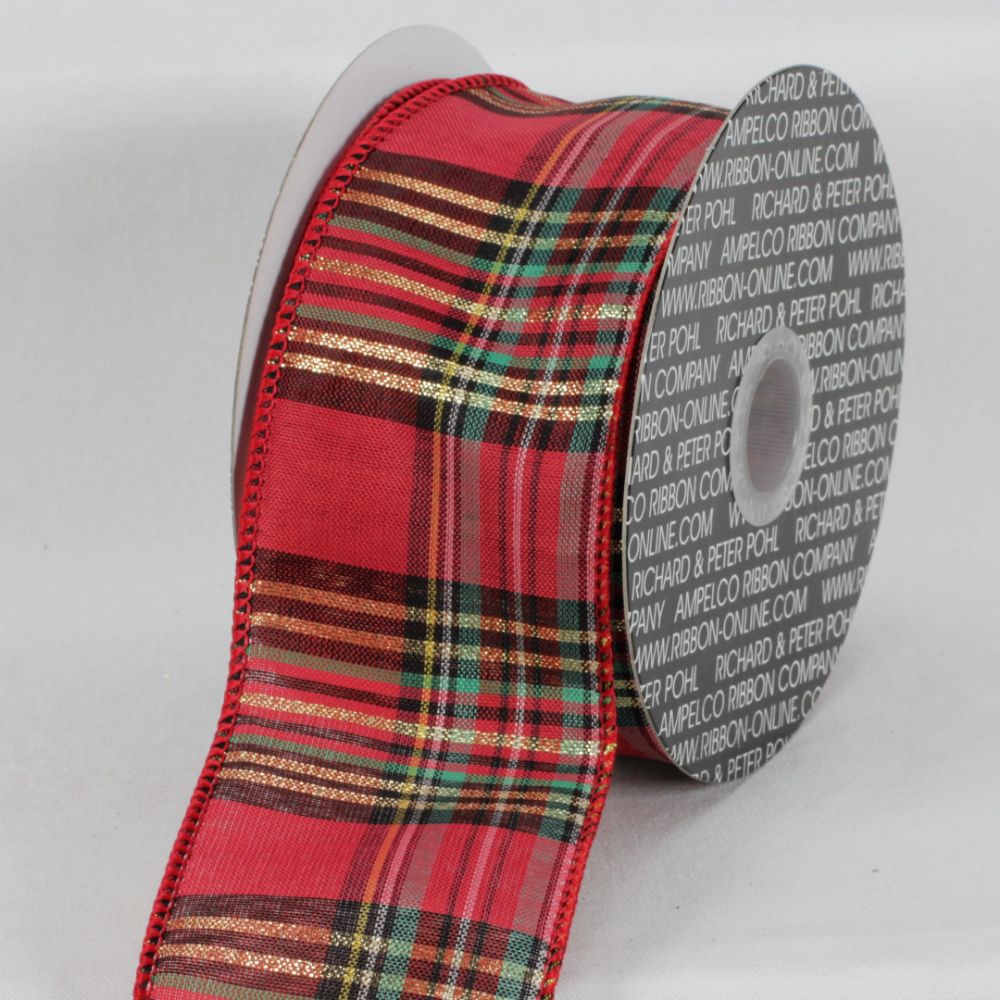 The Ribbon People Red and Brown Plaid Ribbon 2.5&#x22; x 20 Yards