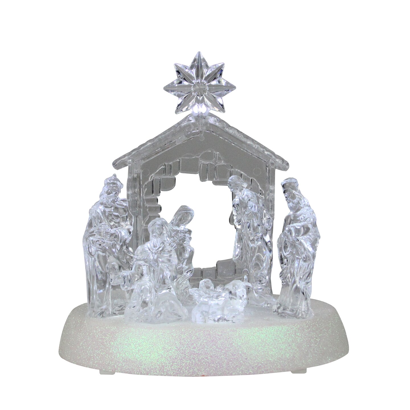 Northlight 7.5&#x22; Clear Battery Operated LED Lighted Christmas Nativity Scene