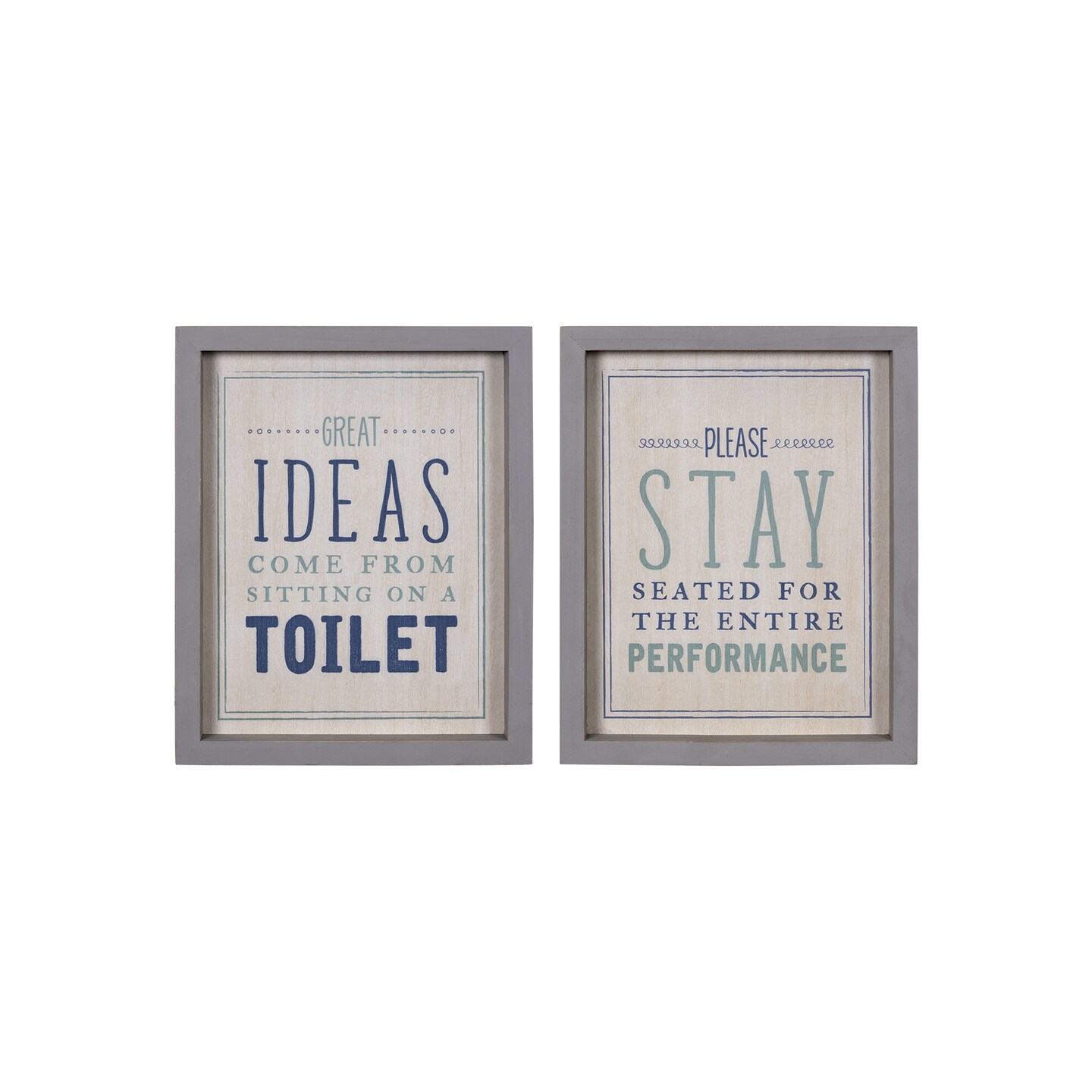 Contemporary Home Living Set of 2 Humorous Bathroom Wall Art 10&#x22;