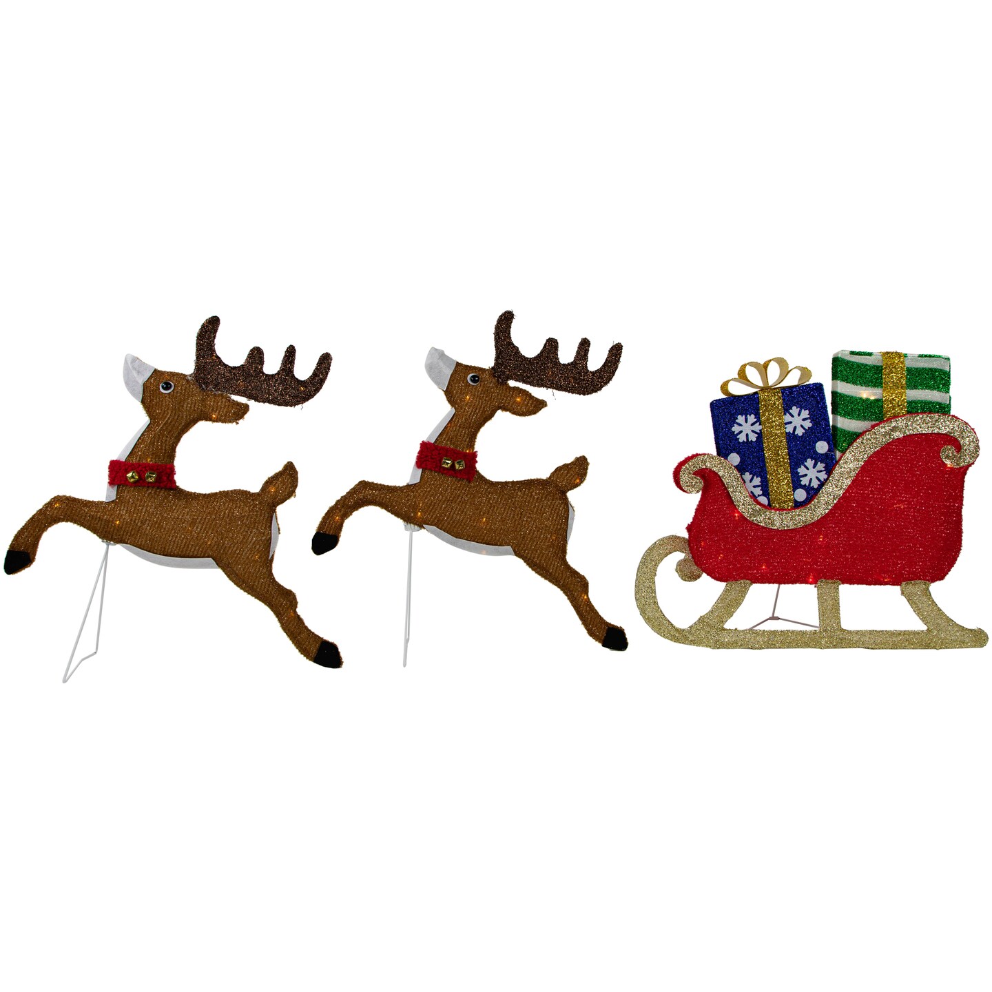 Northlight 59&#x22; Lighted Reindeer with Sleigh Christmas Decoration