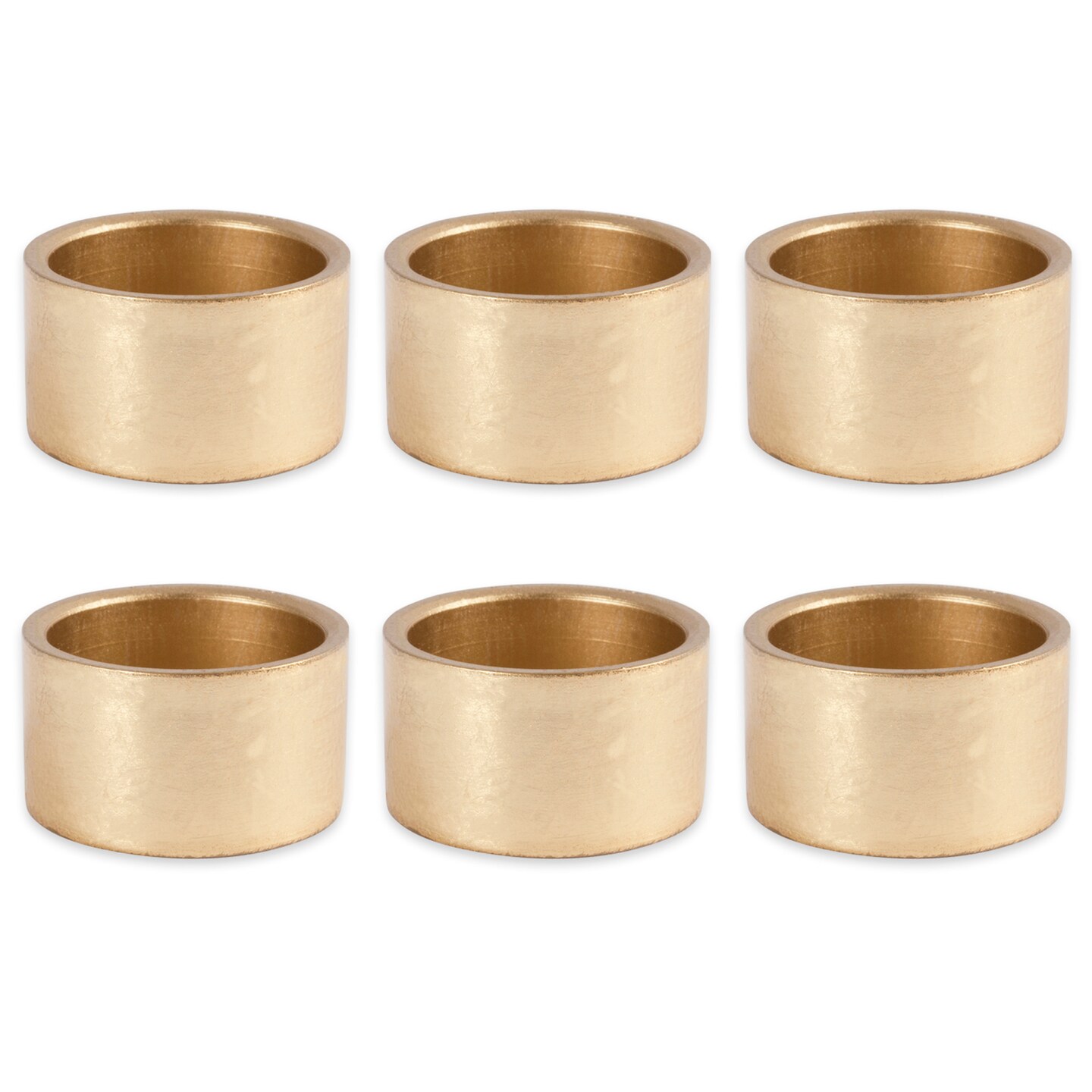 CC Home Furnishings Set of 6 Gold Finished Round Napkin Rings 3"
