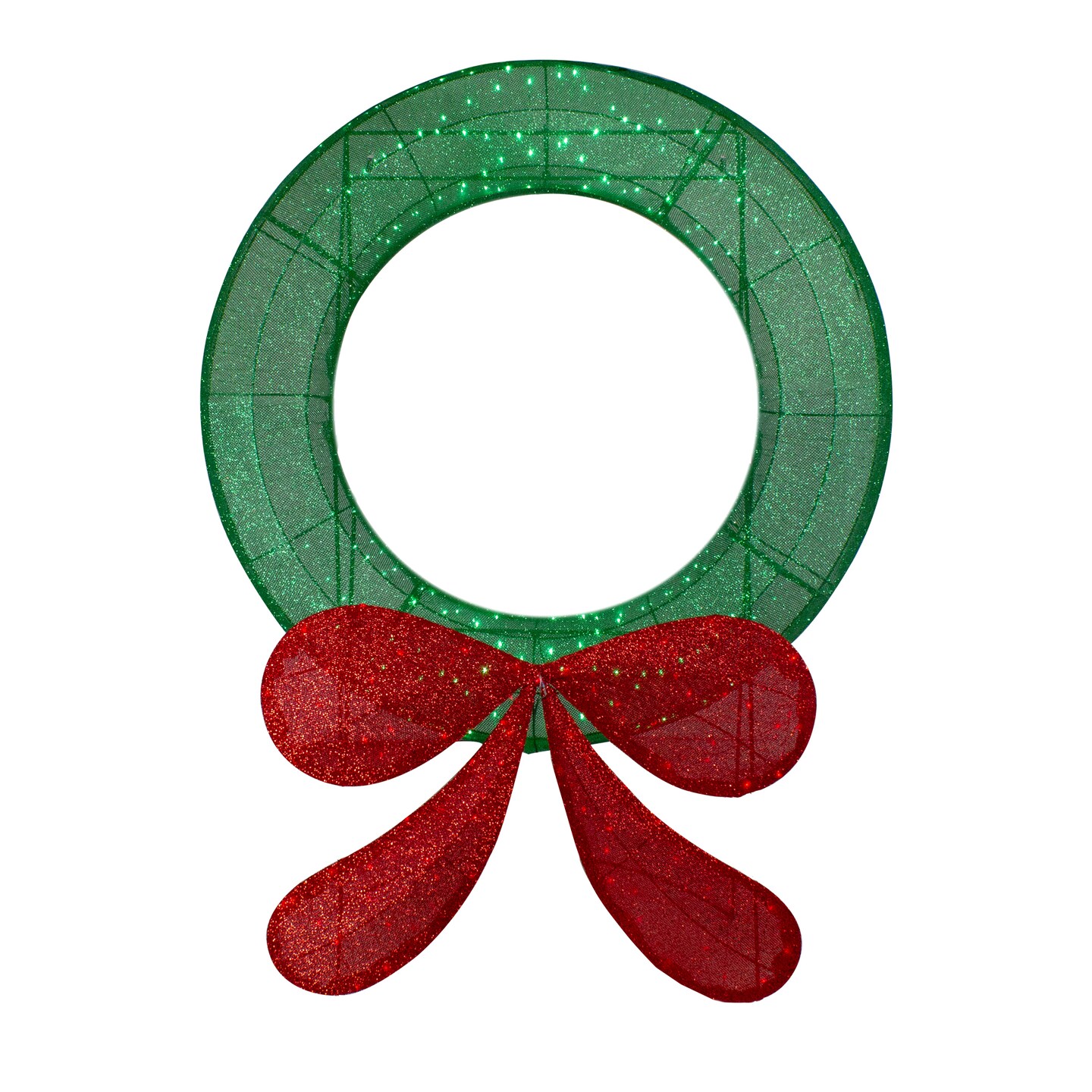 Northlight Commercial-Sized Lighted Tinsel Christmas Wreath Outdoor Decoration - 48&#x22; - Green and Red