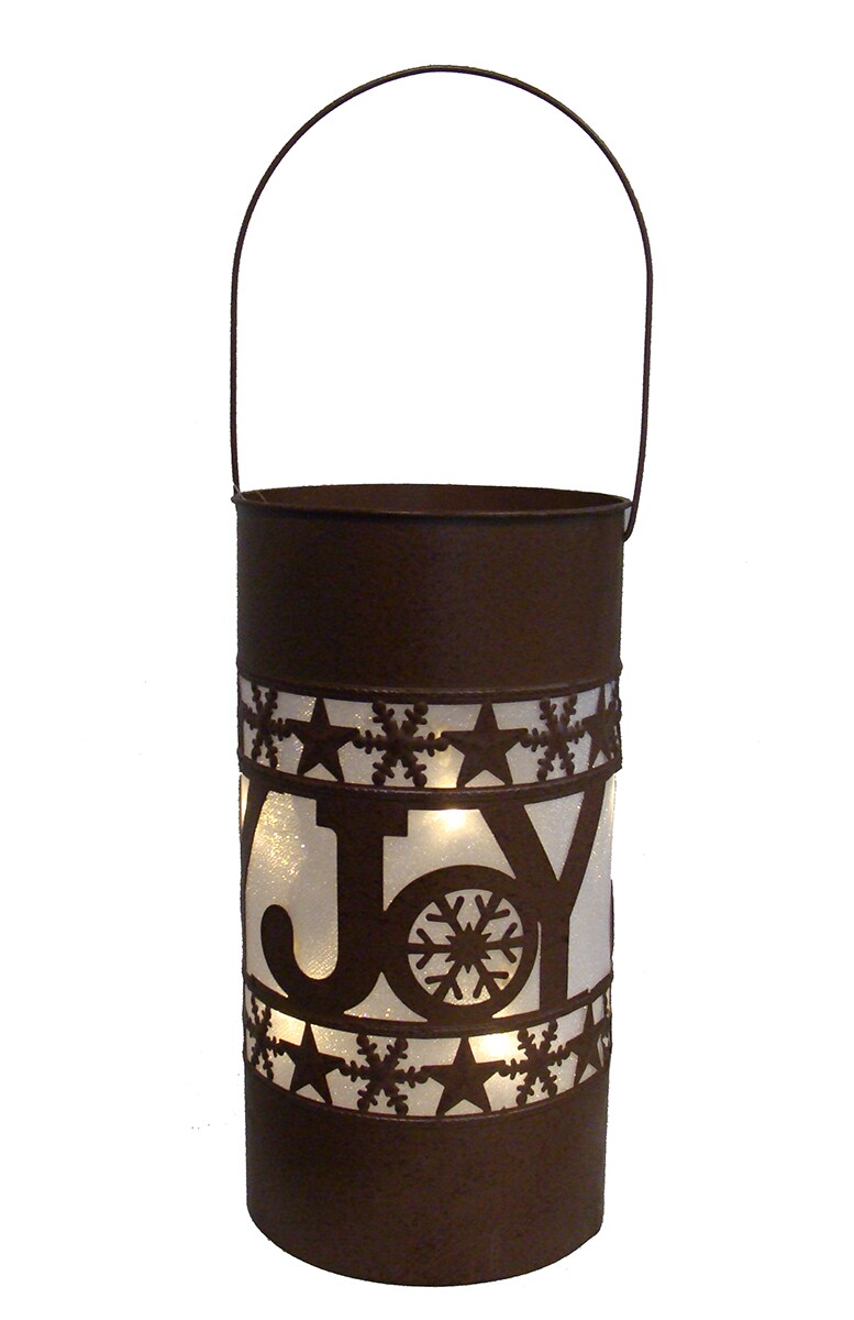 Sterling 15&#x22; Brown Shimmering LED Lighted &#x22;JOY&#x22; Battery Operated Christmas Lantern