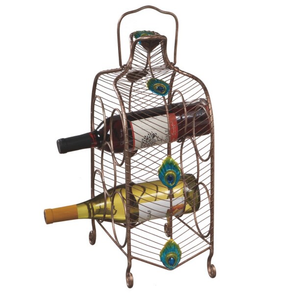 CC Home Furnishings 16&#x22; Contemporary Peacock Eye Inspired Wine Rack - 5 Bottle Storage