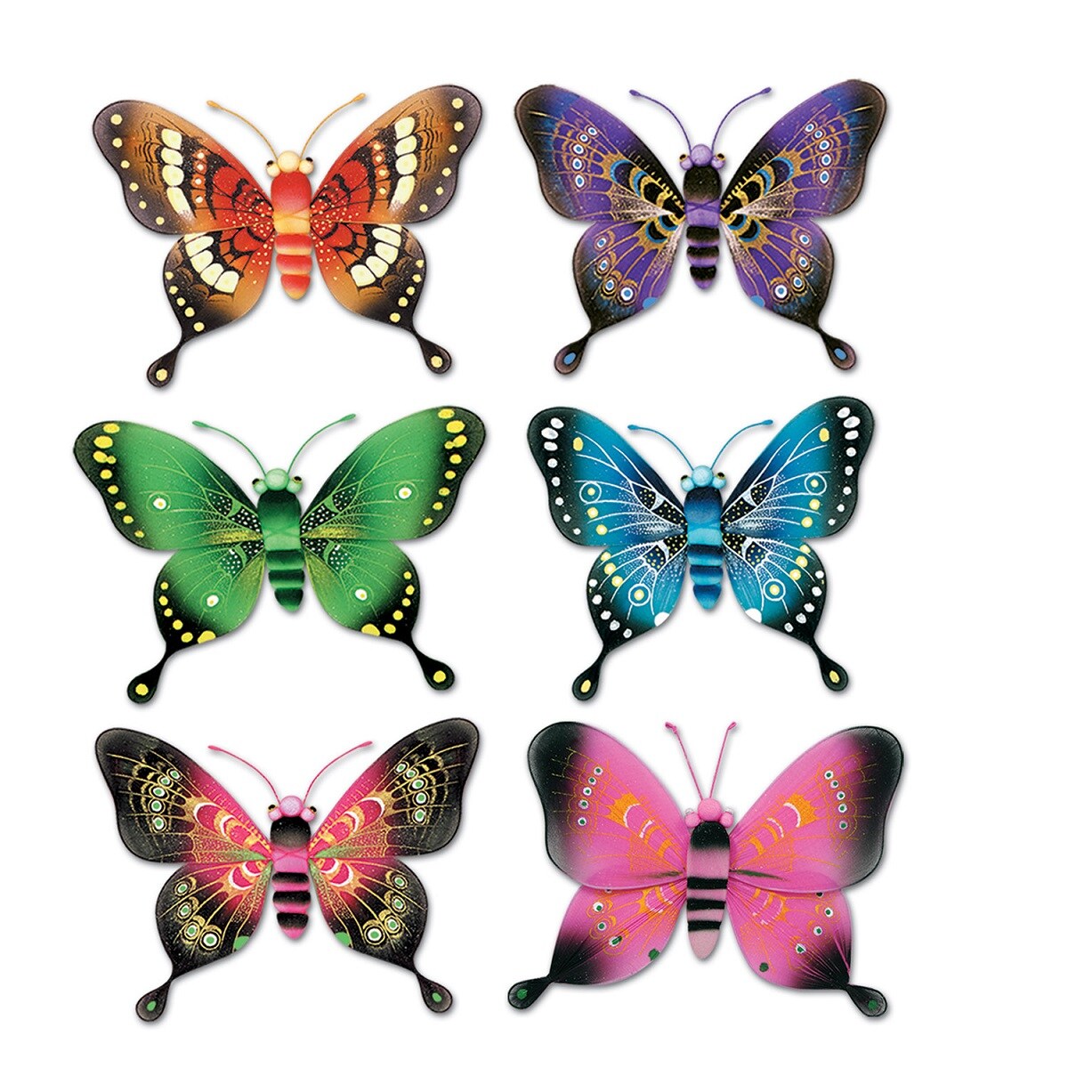 Party Central Club Pack of 12 Pink and Green Majestic Butterfly Hanging Party Decor 5&#x22;