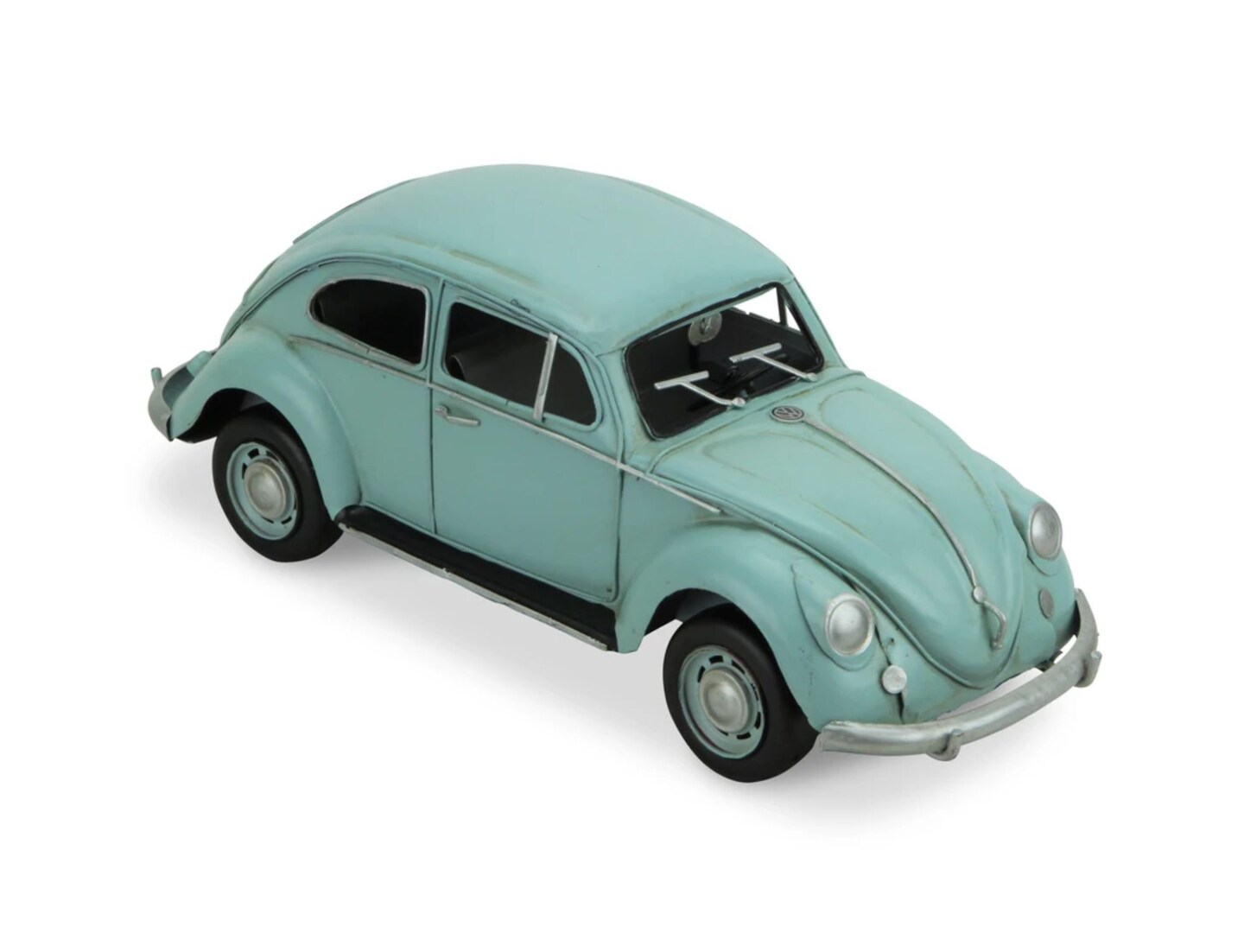 Contemporary Home Living 13.75" Blue Volkswagen Beetle Decorative Car Handmade Toy