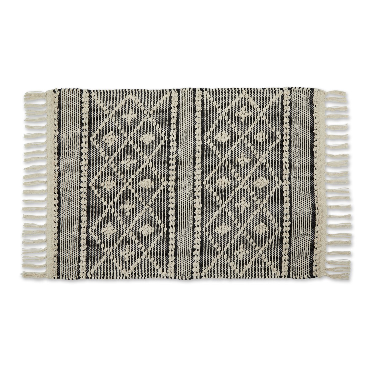 Contemporary Home Living 2' x 3' Diamond Textured Hand Loomed Rectangular Area Throw Rug - Black and Beige