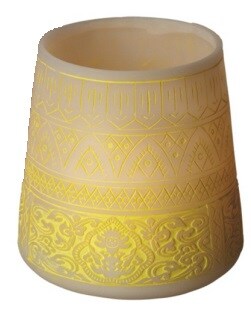Midwest 5.5" Petit Bazaar Etched Moroccan Yellow Decorative Pillar Candle Holder