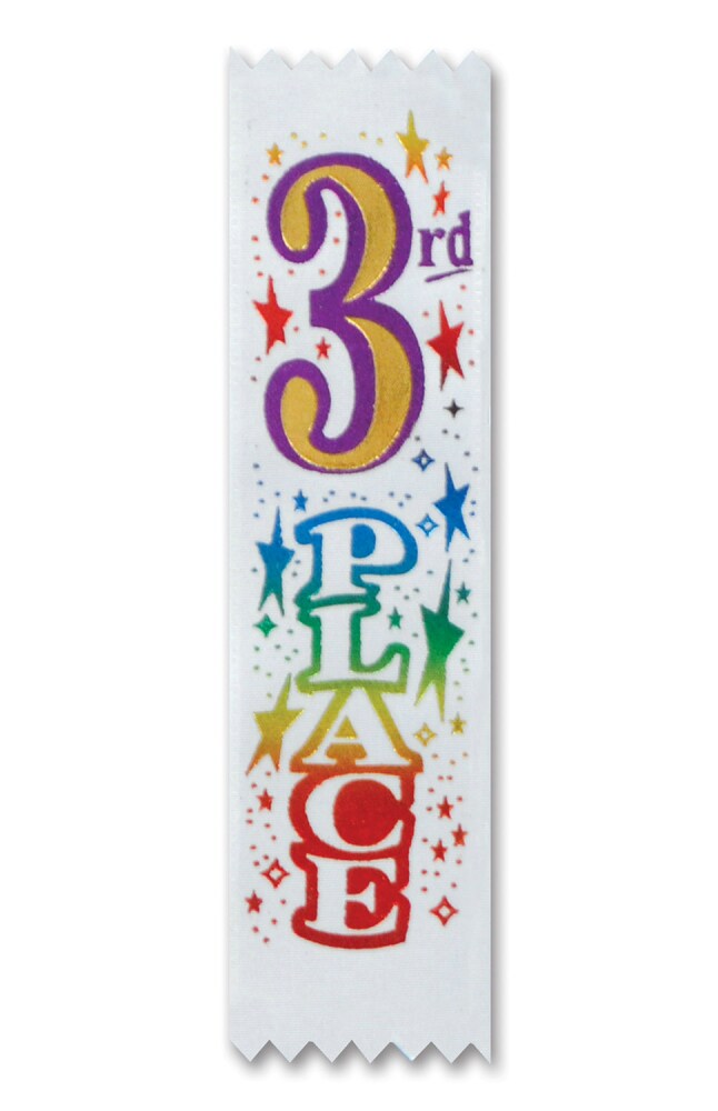 Beistle Pack of 30 White &#x22;3rd Place&#x22; School and Sports Award Ribbons 6.25&#x22;
