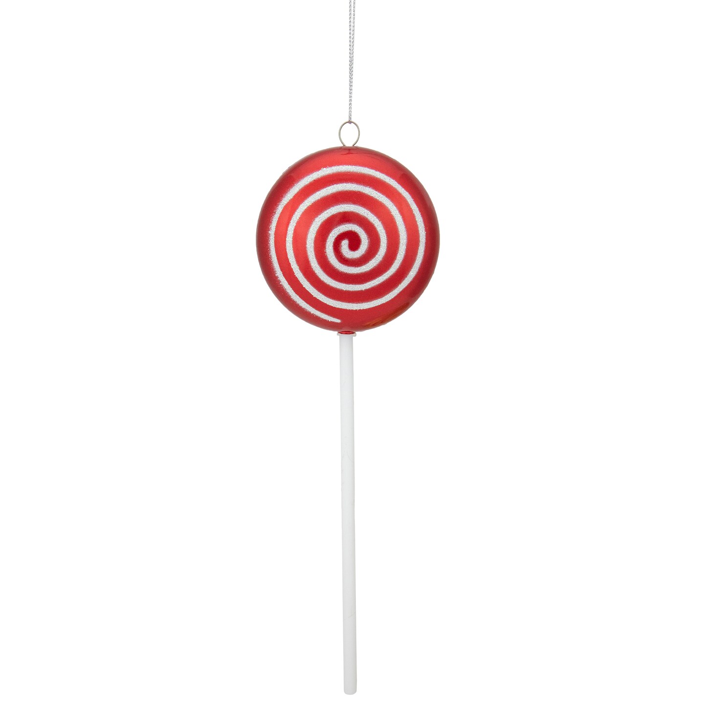 Northlight 10" Red Candy Lollipop with Iridescent Glitter Swirl Shatterproof Christmas Ornament