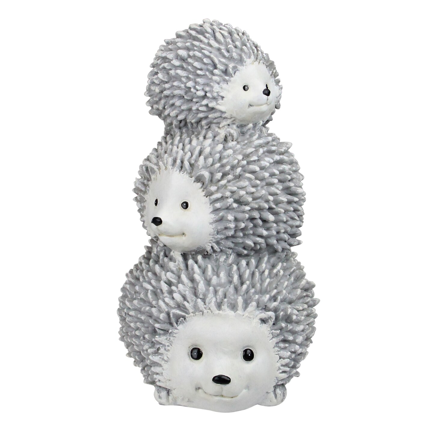 Roman 10.25&#x22; Gray and White Outdoor Stacked Hedgehogs Garden Statue