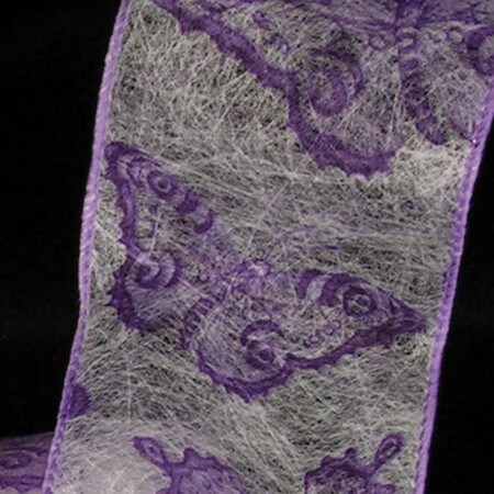 The Ribbon People White Lace and Lavender Butterfly Wired Craft Ribbon 0.09&#x22; x 40 Yards