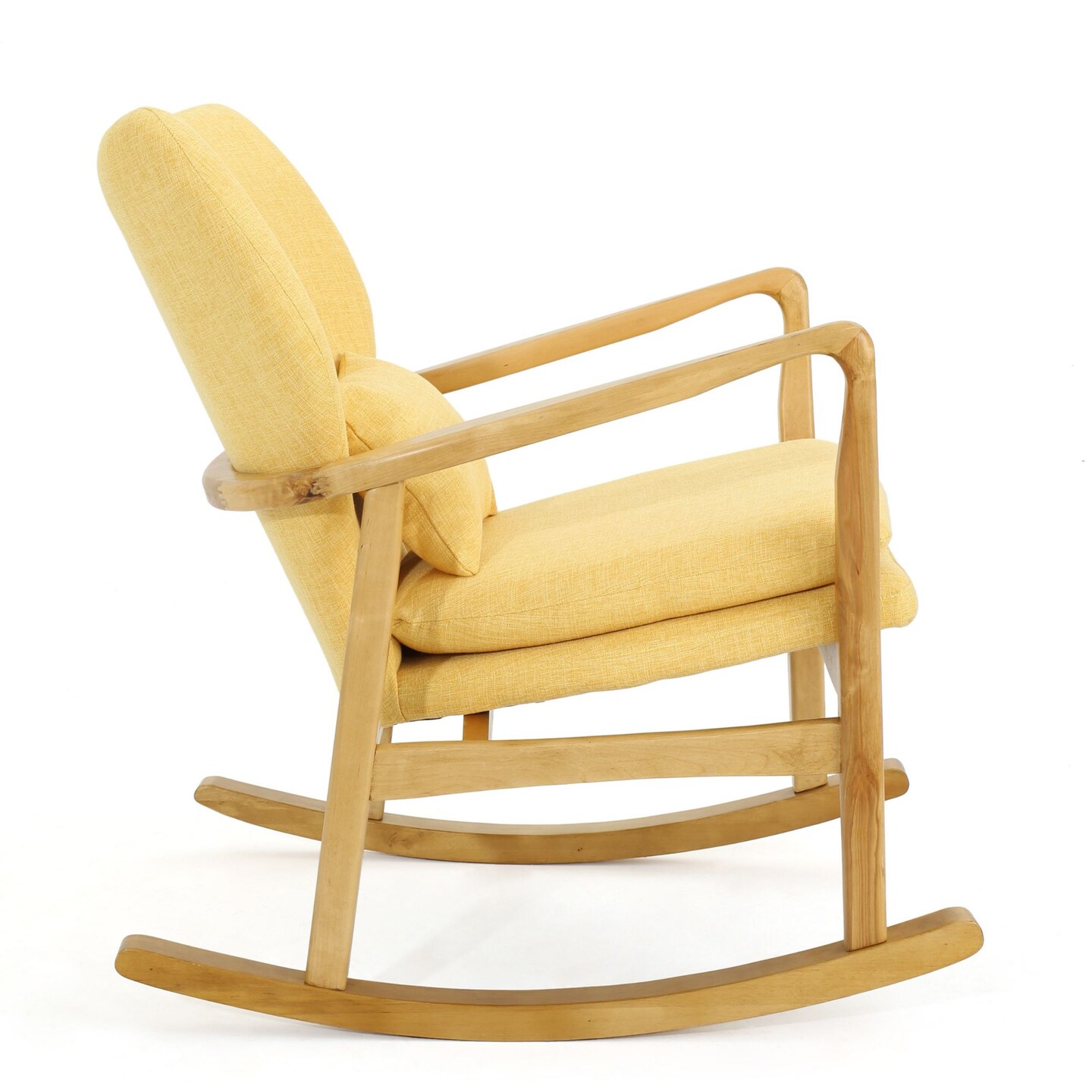 Contemporary Home Living 34&#x22; Yellow and Brown French Inspired Contemporary Rocking Chair with Cushion