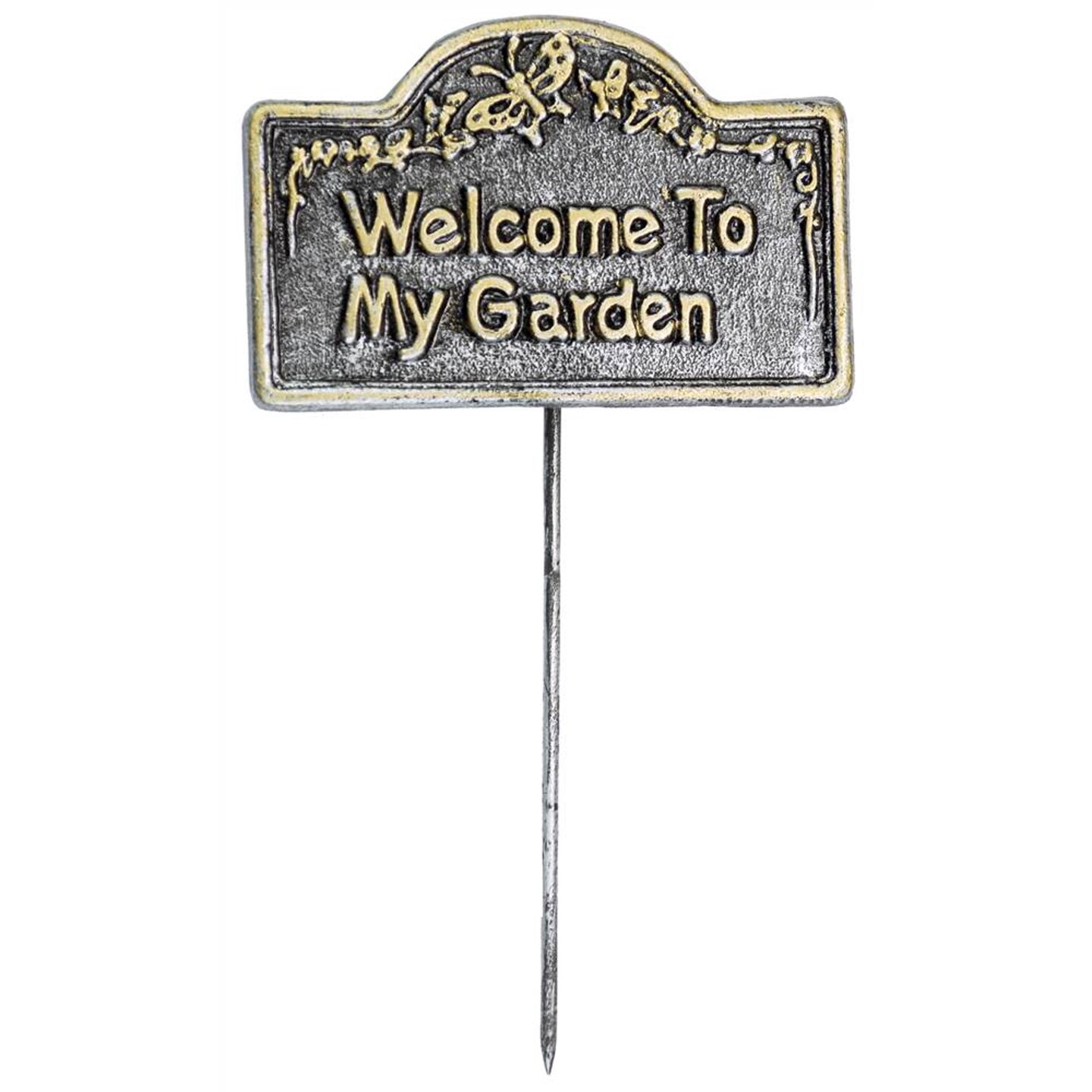 Outdoor Living and Style Antique Pewter Powder Coat Finished Welcome to My Garden Marker