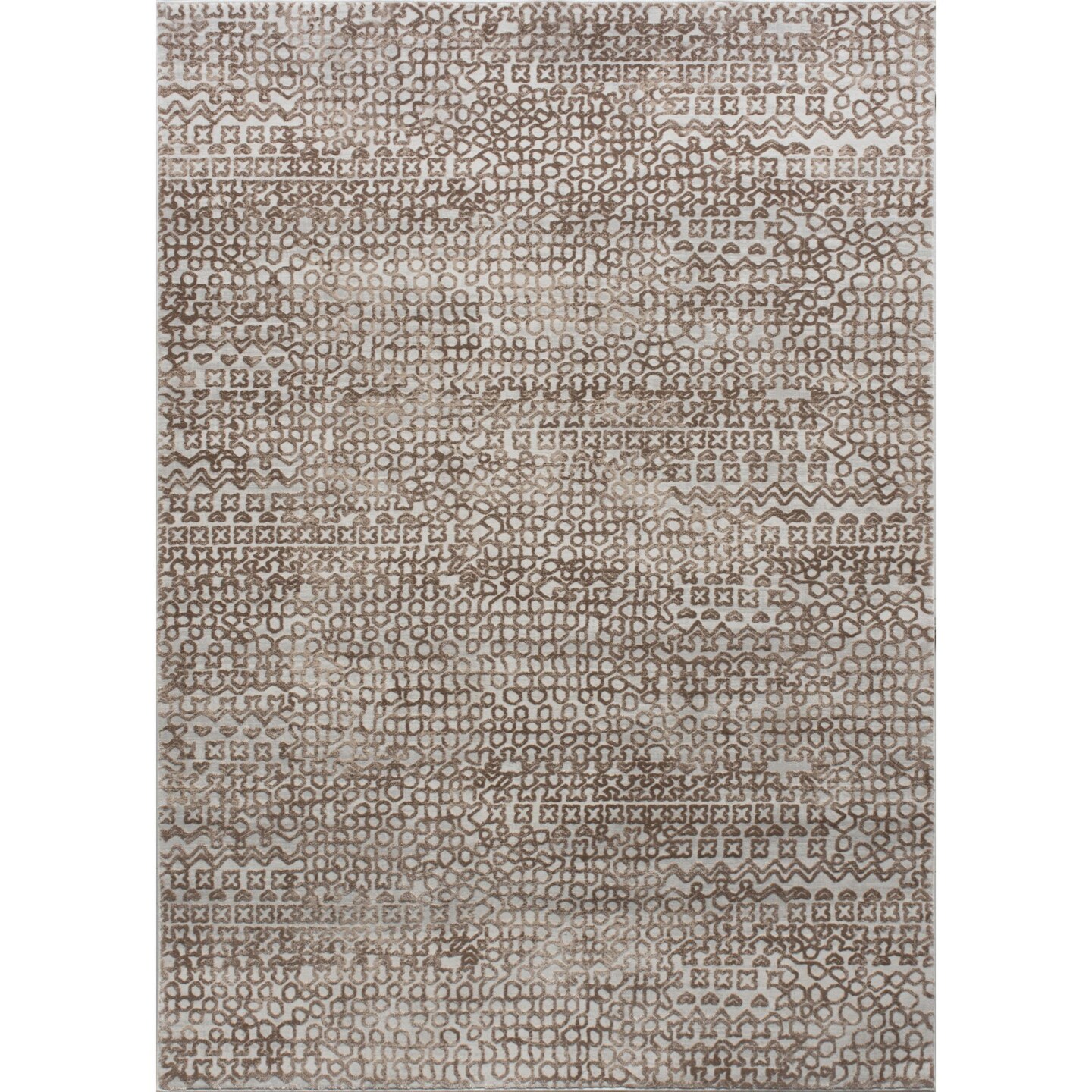Signature Home Collection 8' x 10' Brown and Gray Tribal Rectangular Area Throw Rug